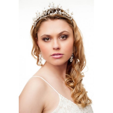 Pearls and crystals handcrafted bridal tiara