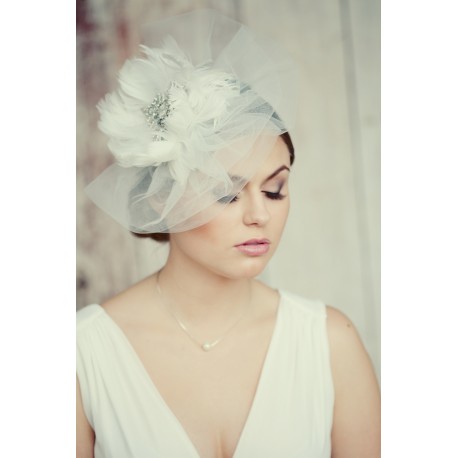 Royal crystal and feather fascinator