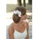 Wedding lace head piece and groom lace flower pin set