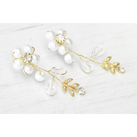 Bridal gold tone earrings 