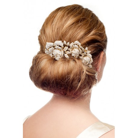 Crystals and pearls encrusted wedding hair comb